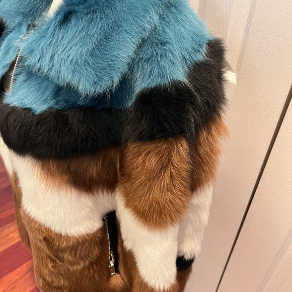 Multicolor Striped Shearling Coat, size S/M - Picture 3 of 9